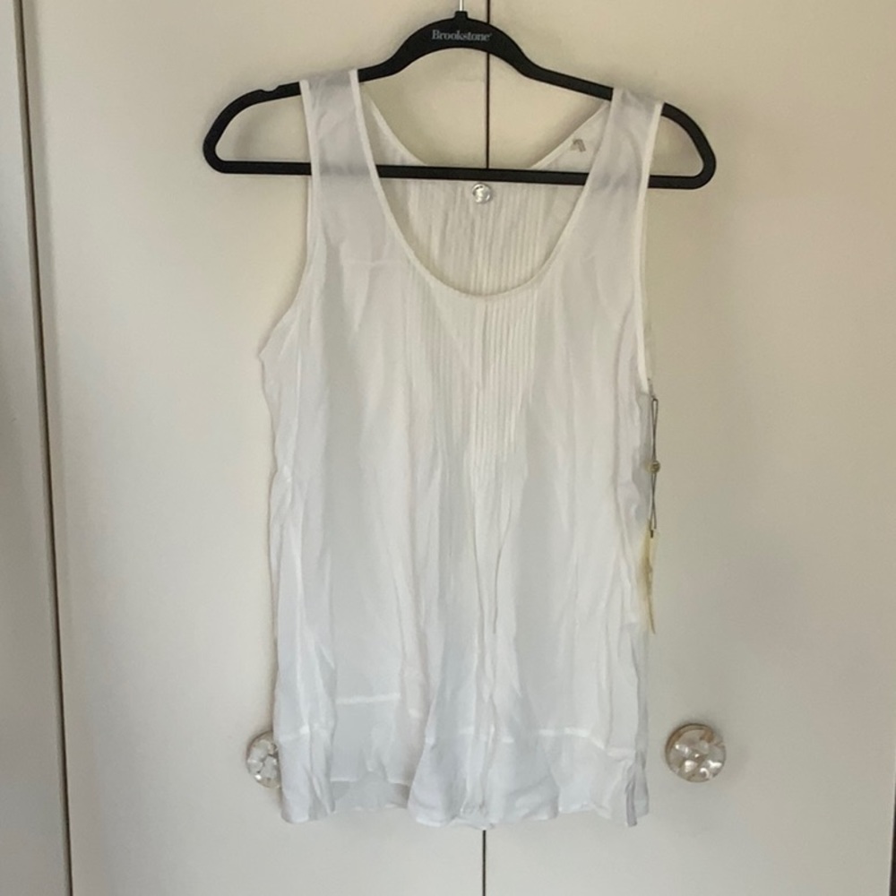 Margaret Oleary pin tuck blouse sleeveless